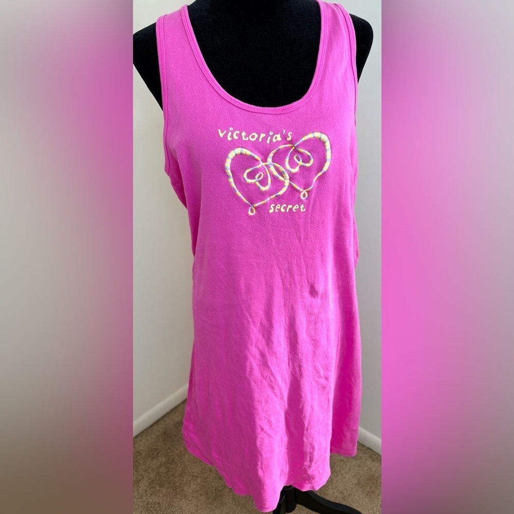 Victoria’s Secret vintage early 90’s pink cotton racer back midi nightgown Lrg